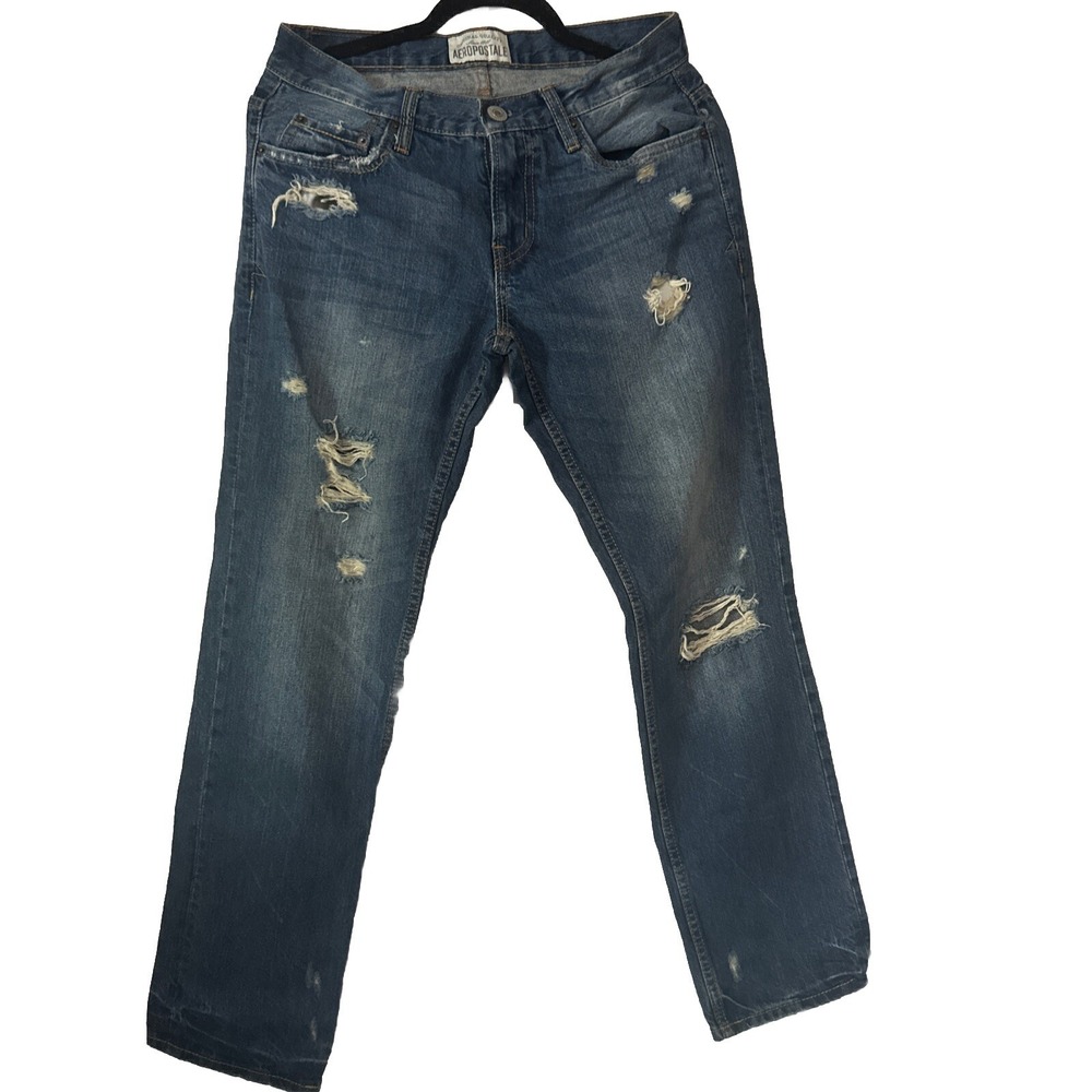 Aeropostale Bowery Slim Fit Straight Leg Jeans Sz 30x30 Distressed Men's